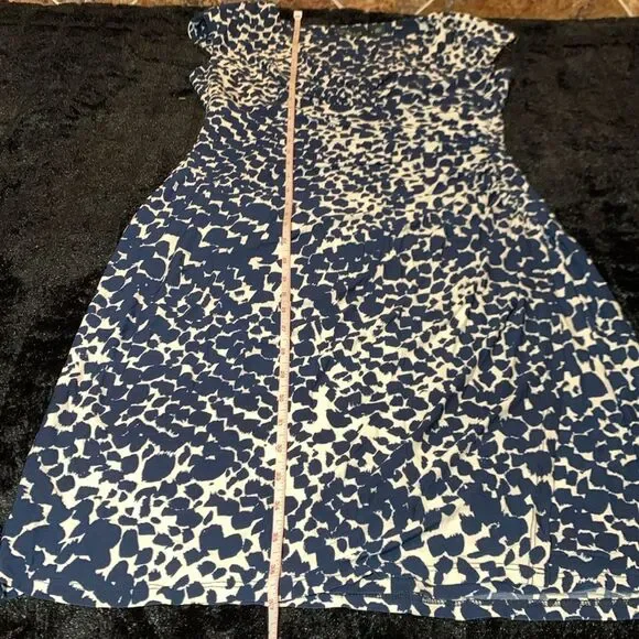 Lauren Ralph Lauren Womens Dress Navy White Surplice Faux Wrap Midi Dress Size 8 - Picture 6 of 7